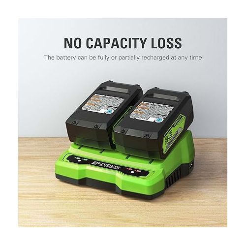  Greenworks 24V 4.0Ah USB Battery (2-Pack) Starter Kit + Dual Port Rapid Charger (Genuine Greenworks Parts)