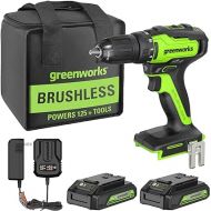 Greenworks 24V Brushless Cordless 1/2-Inch Drill / Driver, (2) 1.5Ah USB Batteries (USB Hub) and Charger Included DD24L1520