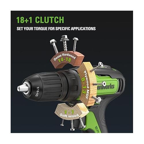  Greenworks 24V Brushless Cordless 1/2-Inch Drill / Driver, (2) 1.5Ah USB Batteries (USB Hub) and Charger Included DD24L1520