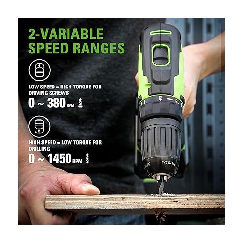  Greenworks 24V Brushless Cordless 1/2-Inch Drill / Driver, (2) 1.5Ah USB Batteries (USB Hub) and Charger Included DD24L1520