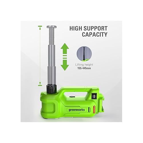  Greenworks 24V Cordless Car Jack Kit, 3 Ton Max Loading For Vehicle Weigh Hydraulic Jack with 2Ah Battery and Charger