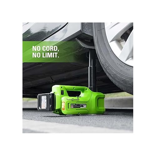  Greenworks 24V Cordless Car Jack Kit, 3 Ton Max Loading For Vehicle Weigh Hydraulic Jack with 2Ah Battery and Charger