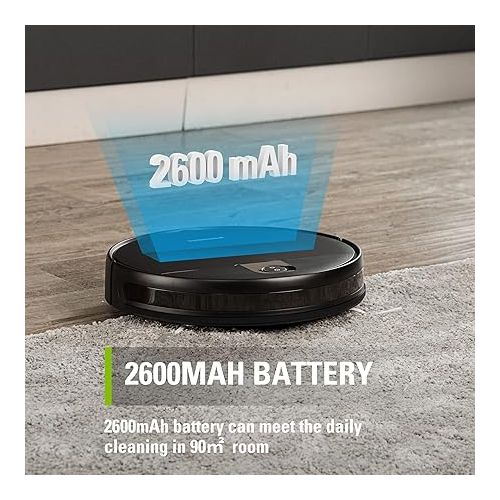  Greenworks Robotic Vacuum GRV-1010 Self-Charging, Wi-Fi Connectivity, 2200Pa Extreme Suction Power, Perfect for Pet Hair, Hard Floors, Carpets, Works with Alexa