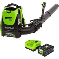 Greenworks 80V (180 MPH / 610 CFM / 75+ Compatible Tools) Cordless Brushless Backpack Blower, 2.5Ah Battery and Rapid Charger Included, Green/Black