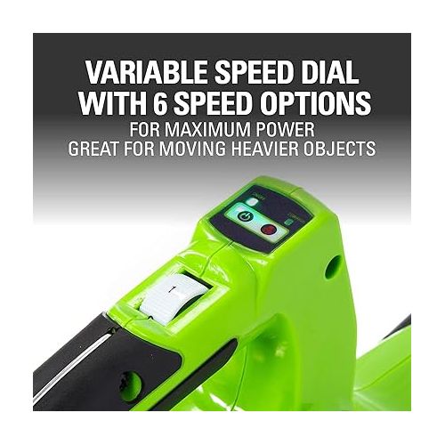  Greenworks 40V (185 MPH / 340 CFM / 75+ Compatible Tools) Cordless Brushless Leaf Blower / Vacuum, Tool Only