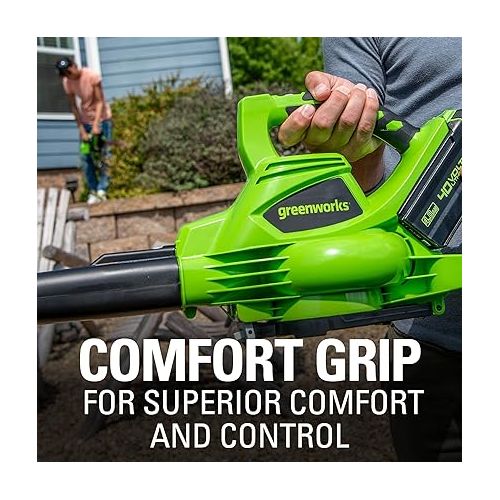  Greenworks 40V (185 MPH / 340 CFM / 75+ Compatible Tools) Cordless Brushless Leaf Blower / Vacuum, Tool Only