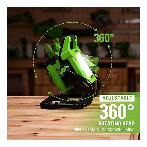  Greenworks 40V (AC/DC) 2000-Lumen LED Work Light, 360° Head Rotation, Tripod Mountable, Portable, Indoor/Outdoor Light, Flood Light, Tool-Only