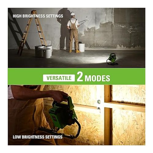  Greenworks 40V (AC/DC) 2000-Lumen LED Work Light, 360° Head Rotation, Tripod Mountable, Portable, Indoor/Outdoor Light, Flood Light, Tool-Only