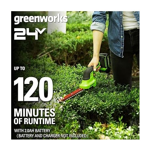  Greenworks 24V Cordless Shear Shrubber, 1.5Ah USB Battery and Charger Included