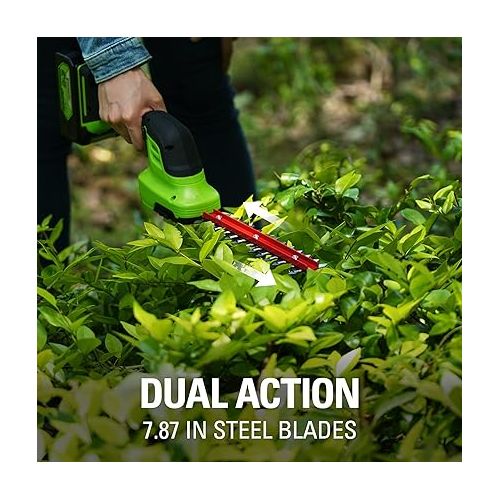  Greenworks 24V Cordless Shear Shrubber, 1.5Ah USB Battery and Charger Included