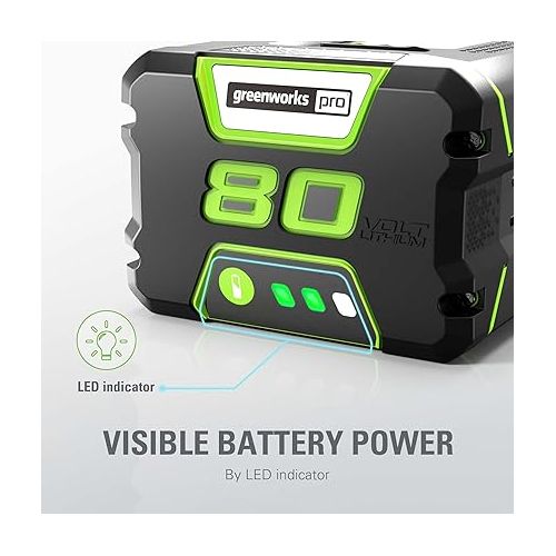  Greenworks PRO 80V 2.0Ah Lithium-Ion Battery (Genuine Greenworks Battery / 75+ Compatible Tools)