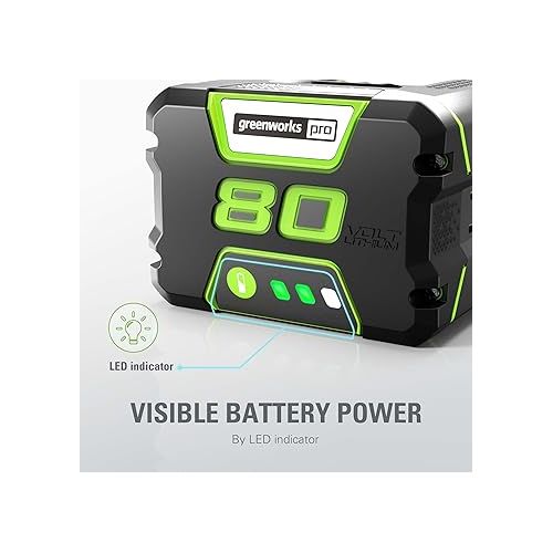  Greenworks PRO 80V 2.0Ah Lithium-Ion Battery (Genuine Greenworks Battery / 75+ Compatible Tools)