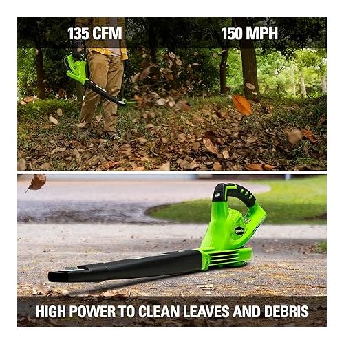  Greenworks 40V (150 MPH / 130 CFM / 75+ Compatible Tools) Cordless Leaf Blower, 4.0Ah Battery and Charger Included