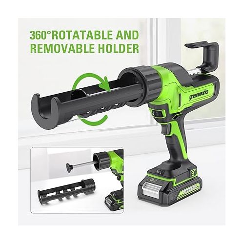  Greenworks 24V Cordless Caulk Gun 6-Speed Anti-Dripping with 2Ah USB Battery and 2A Charger