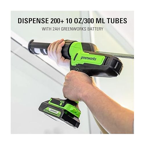  Greenworks 24V Cordless Caulk Gun 6-Speed Anti-Dripping with 2Ah USB Battery and 2A Charger