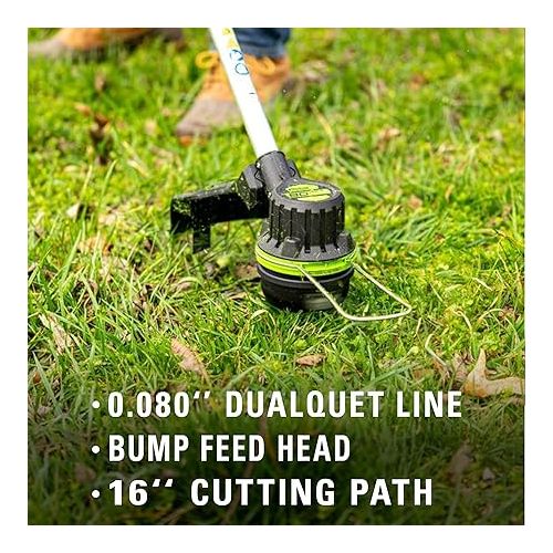  Greenworks Pro 80V Cordless Brushless String Trimmer + Leaf Blower Combo, 2Ah Battery and Charger Included STBA80L210