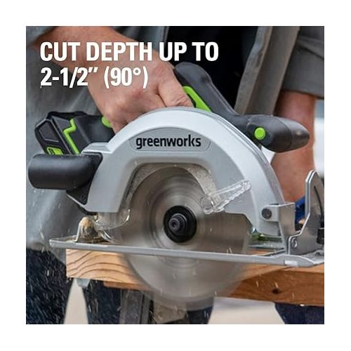  Greenworks 24V Brushless 7-1/4-inch Circular Saw with 24V Battery Charger and 24V 4Ah USB Battery