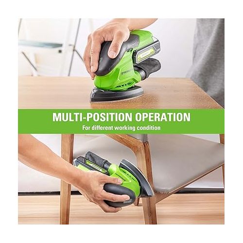  Greenworks 24V Finishing Sander 11,000 OPM Cordless with 2Ah Battery and Charger