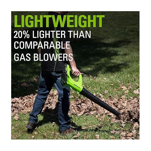  Greenworks 24V Axial Leaf Blower (100 MPH / 330 CFM), 2Ah Battery and Charger Included