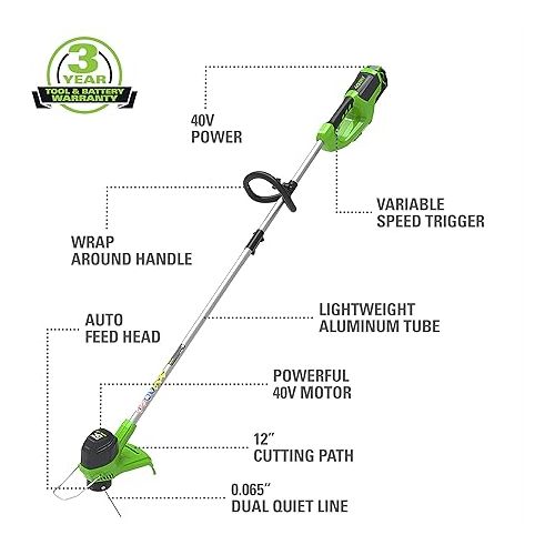  Greenworks ST40B410 Cordless String, 12