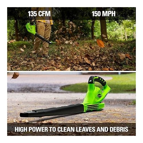  Greenworks 40V (Powerful, Quiet, Lightweight, 1 Hour Rapid Charger, 75+ Compatible Tools), 2.0Ah Battery and Charger