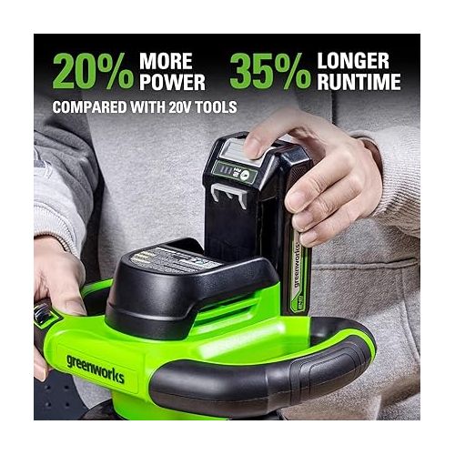  Greenworks 24V Powerful Cordless Car Buffer & Polisher, 10-inch pad 2800 RPM waxing machine with 4 Buffing Bonnets, 2.0Ah Battery & 2A Charger included