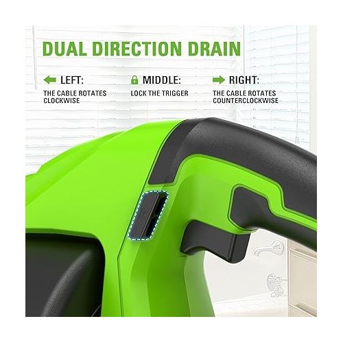  Greenworks 24V Cordless Plumbing Drain Auger / Snake (23-FT / 560 RPM) For Unclogging Sinks, Shower Drains, Toilets, and More! (3/4