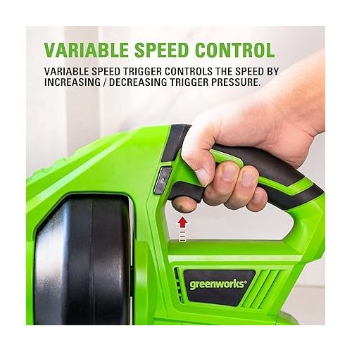  Greenworks 24V Cordless Plumbing Drain Auger / Snake (23-FT / 560 RPM) For Unclogging Sinks, Shower Drains, Toilets, and More! (3/4