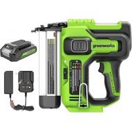 Greenworks 24V 18GA Brushless Brad Nailer Kit, Cordless Staple Gun, Electric Nail Stapler with 2Ah Battery and 2A Charger