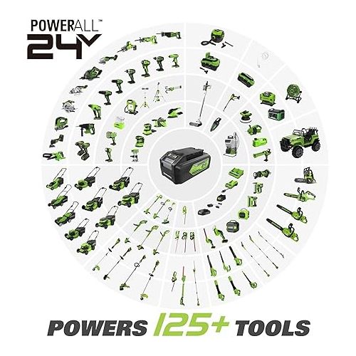  Greenworks 24V 7pcs Combo Kit w/2.0Ah & 4.0Ah USB Batteries & (2) Chargers. 800in/lb Drill, Impact Driver, Multi-tool, Reciprocating Saw, Circular, Brad Nailer and Flashlight