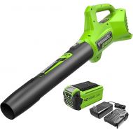 Greenworks 40V (100 MPH / 350 CFM / 75+ Compatible Tools) Cordless Axial Leaf Blower, 2.0Ah Battery and Charger Included