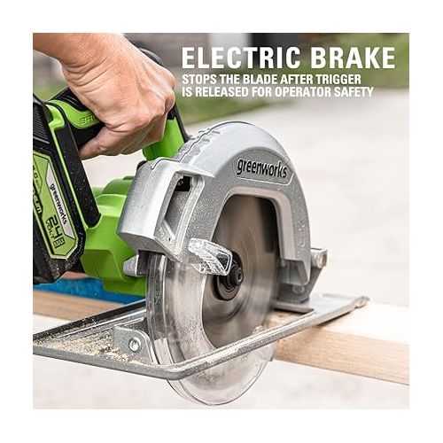  Greenworks 24V 7-1/4'' Circular Saw Brushless Cordless, with 4Ah Battery and 2A Charger