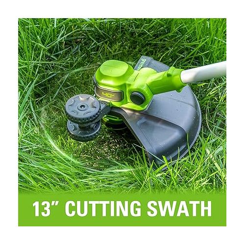  Greenworks 40V 13-Inch Cordless String Trimmer/Edger and Leaf Blower Combo Kit + 3 Bonus Spools, 2.0Ah Battery and Charger Included