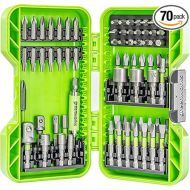 Greenworks 70-Piece Impact Rated Driving Set,Screwdriver Bit Set,Precision-Milled Bit,Modular Case,Magnetic Bit Holder