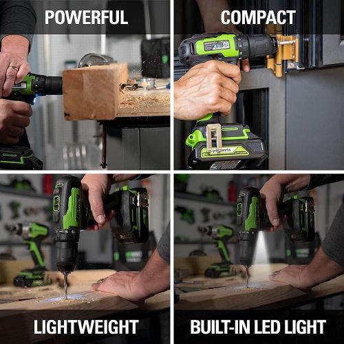  Greenworks 24V Brushless 1/2-Inch Drill/Driver, 2.0Ah (USB Hub) Battery and Charger Included