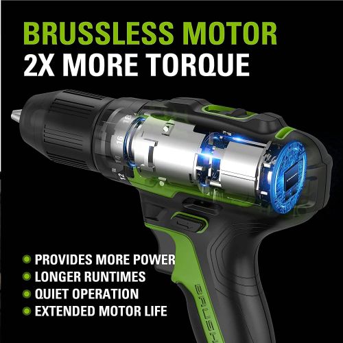  Greenworks 24V Brushless 1/2-Inch Drill/Driver, 2.0Ah (USB Hub) Battery and Charger Included