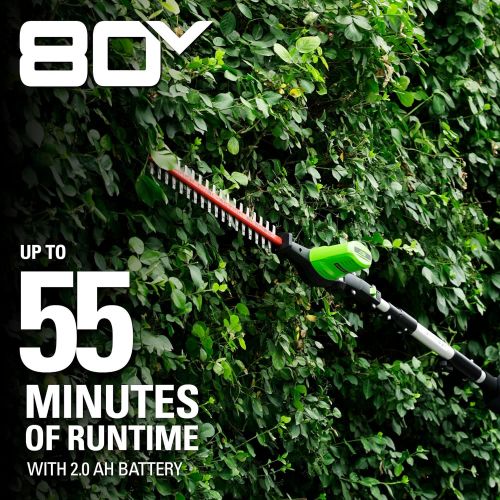  Greenworks Pro 80V 20 Cordless Pole Hedge Trimmer, 2.0Ah Battery and Charger Included