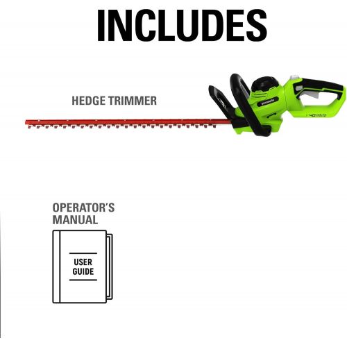  Greenworks 40V 24 Cordless Hedge Trimmer (1 Cutting Capacity), Tool Only