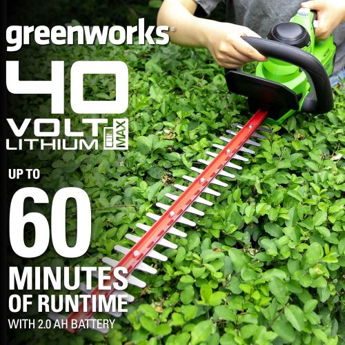  Greenworks 40V 24 Cordless Hedge Trimmer (1 Cutting Capacity), Tool Only