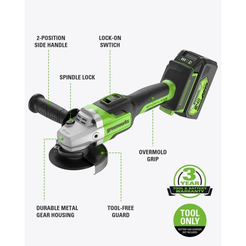  Greenworks 24V Brushless Angle Grinder - Battery and Charger Sold Separately