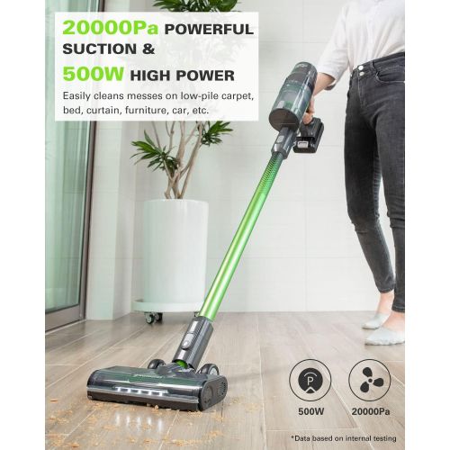  Greenworks 24V Brushless (500W) Cordless Stick Vacuum, Ultra Lightweight, LED Lights, 4Ah USB-C Battery and 30-Minute Faster Wall Charger Included (Green)