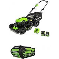Greenworks 21-Inch 40V Brushless Cordless Mower, Two 2.5 AH Batteries and one 5.0 AH Battery 