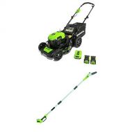 Greenworks 21-Inch 40V Brushless Cordless Mower with 8.5 40V Cordless Pole Saw Battery Not Included 20302