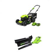 Greenworks 20-Inch 40V 3-in-1 Cordless Lawn Mower with 40V 185 MPH Variable Speed Cordless Blower Vacuum Battery Not Included 24312