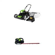 Greenworks PRO 21-Inch 80V Cordless Lawn Mower with PRO 26-Inch 80V Cordless Hedge Trimmer Battery Not Included GHT80320