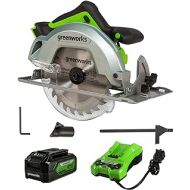 Greenworks 24V Brushless 7.25-Inch Circular Saw, 4.0Ah (USB Hub) Battery and Charger Included