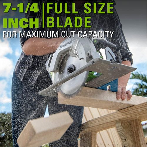  Greenworks 24V Brushless 7.25-Inch Circular Saw, 4.0Ah (USB Hub) Battery and Charger Included