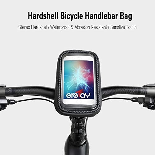  [아마존베스트]Grefay Bicycle Handlebar Bag Waterproof Mobile Phone Case Hard Shell Bicycle Mobile Phone Holder Handlebar Bag with Touch Screen for Smartphone GPS Sat Nav and Other Edge up to 6.5