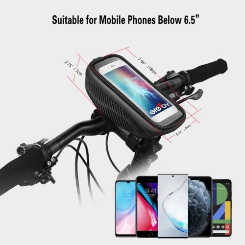  [아마존베스트]Grefay Bicycle Handlebar Bag Waterproof Mobile Phone Case Hard Shell Bicycle Mobile Phone Holder Handlebar Bag with Touch Screen for Smartphone GPS Sat Nav and Other Edge up to 6.5