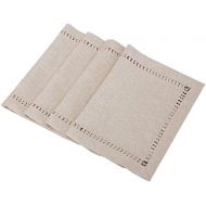 [아마존베스트]Grelucgo Handmade Hemstitched Polyester Rectangle Table Placemats (12x18 inch Set of 4, Beige)